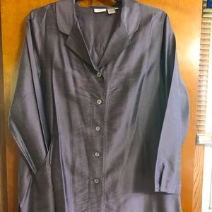 Vintage JJill Silk Duster Lagenlook Jacket Cardigan size L Dusk Purple
